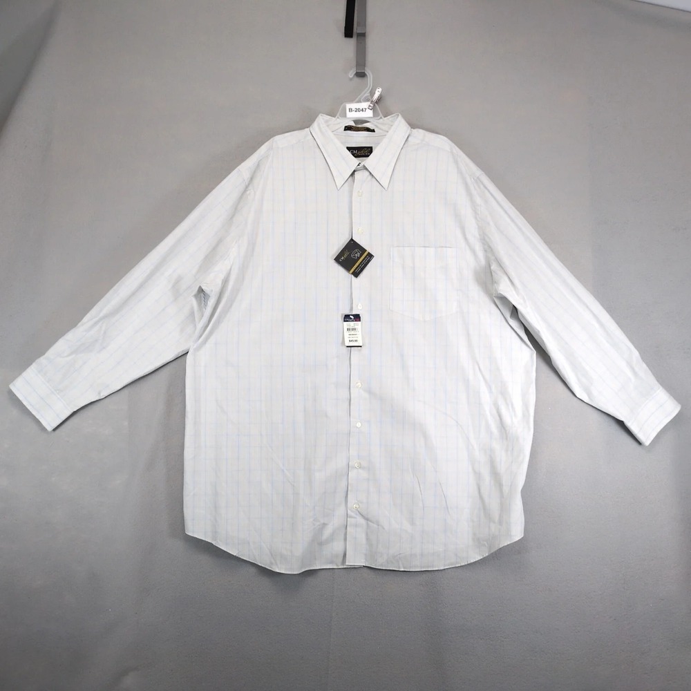 NWT Casual Male Gold Series Dress Shirt Mens 20 Big Gray Windowpane Comfort Neck